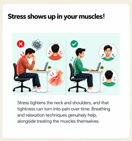 Stress shows up in your muscles! &mdash; breathing and relaxation alongside treating the muscles