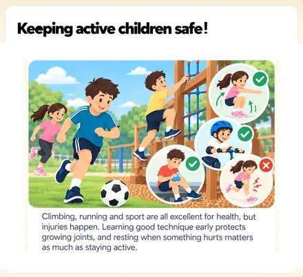 Keeping active children safe! &mdash; good technique protects growing joints, and resting when something hurts matters too