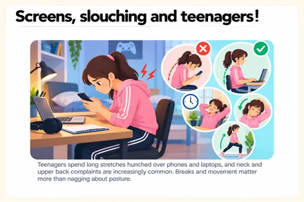 Screens, slouching and teenagers! &mdash; breaks and movement matter more than nagging about posture
